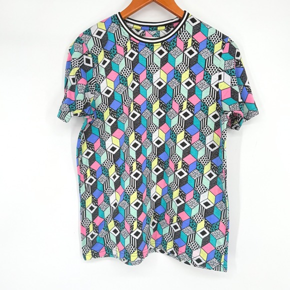 Vintage‎ Oh Snap By Drill Clothing Geometric Cube Crew Neck Men's Size Medium - Picture 1 of 4